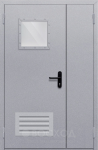Фото  Стальная дверь Неравнопольная противопожарная дверь с вентиляцией №25 с отделкой Нитроэмаль