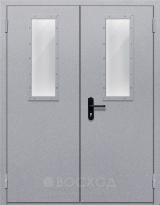 Фото стальная дверь Двупольная дверь с остеклением №30 с отделкой Нитроэмаль