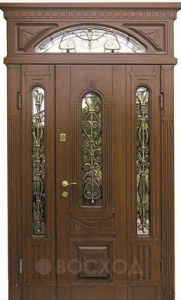 Фото стальная дверь Входная дверь на дачу со стеклом №71 с отделкой Массив дуба