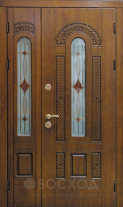 Фото стальная дверь Двойная входная дверь для загородного дома №345 с отделкой Массив дуба