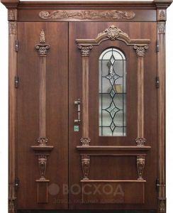 Фото стальная дверь Витражная дверь №337 с отделкой Массив дуба